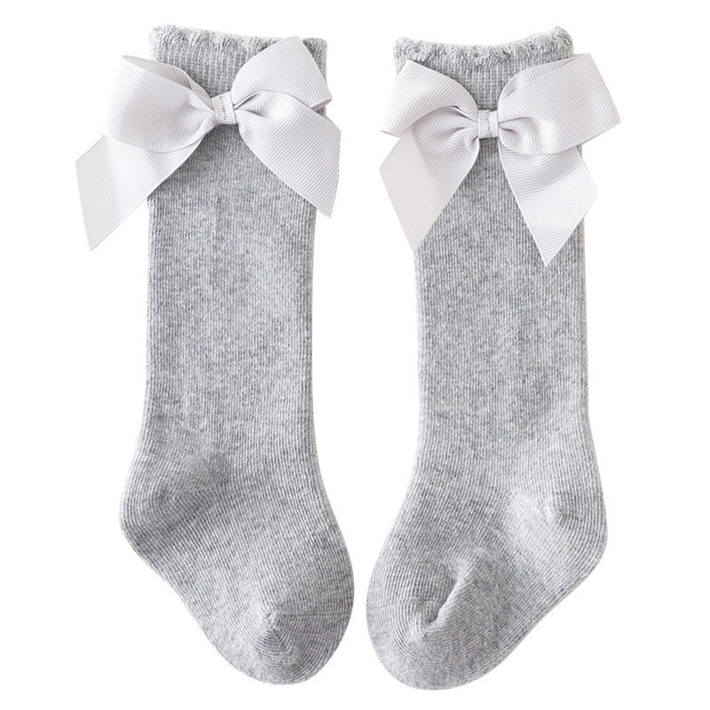 Lioraitiin New Solid Color Soft Cotton Baby Socks Cute Bows Princess Baby Girl Socks Bowknot Infant Toddler Girls Floor Socks