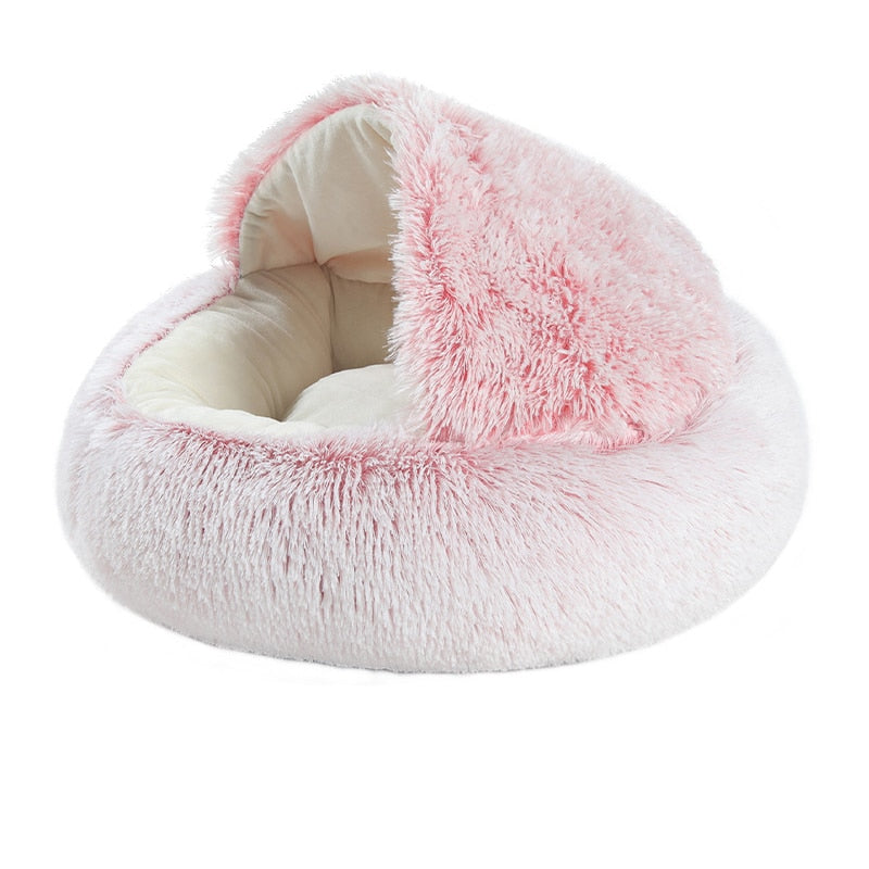 Pet Dog Bed Cat Bed Round Plush Cat Warm Bed House Soft Long Plush Bed For Small Dogs For Cats Nest 2 In 1 Cat Bed