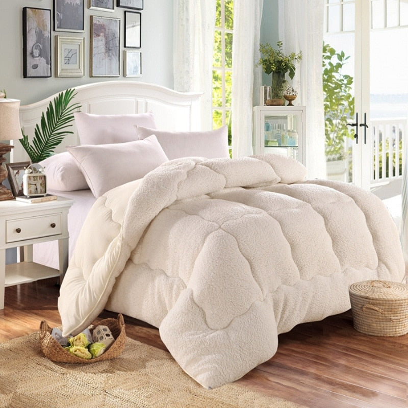 Autumn Winter Thicken Warm Lamb Wool Quilt Blanket Single Double King Queen Bed Cover Bedding Comforter Home Hotel Duvets