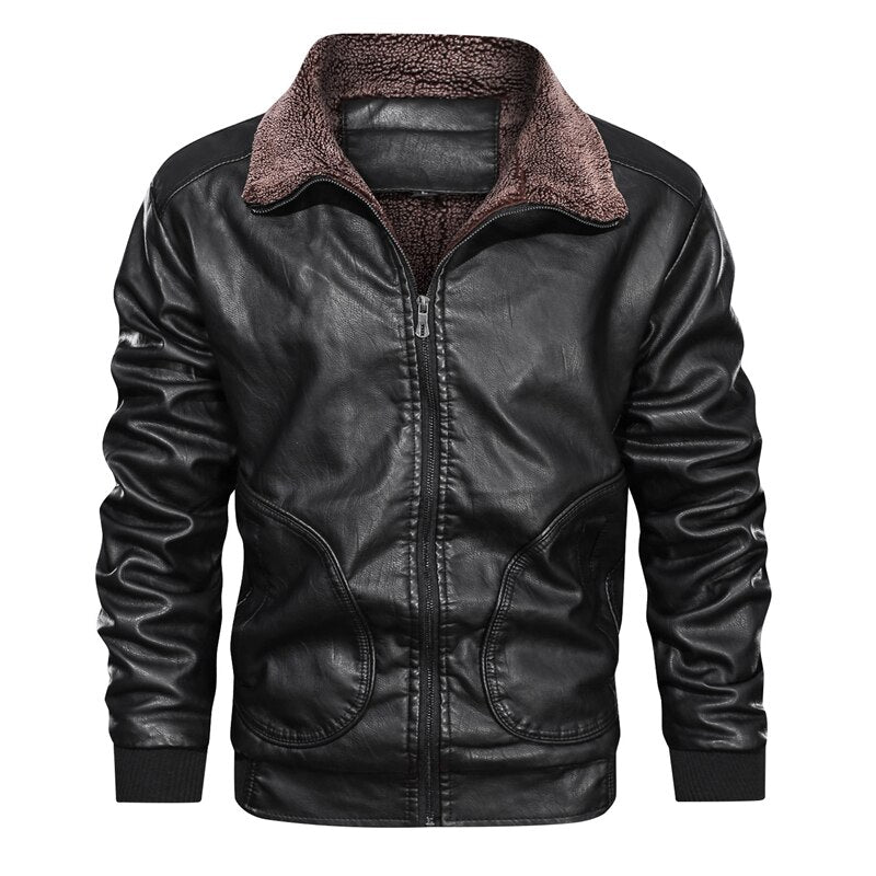 Mountainskin Winter Mens PU Jacket Thick Warm Men's Motorcycle Jacket New Fashion Windproof Leather Coat Male EU Size 3XL SA864