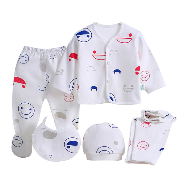5Pcs Infant Newborn Baby Boy Girl Clothes Spring Cartoon Pattern Pajamas Sleepwear Underwear Clothes Sets