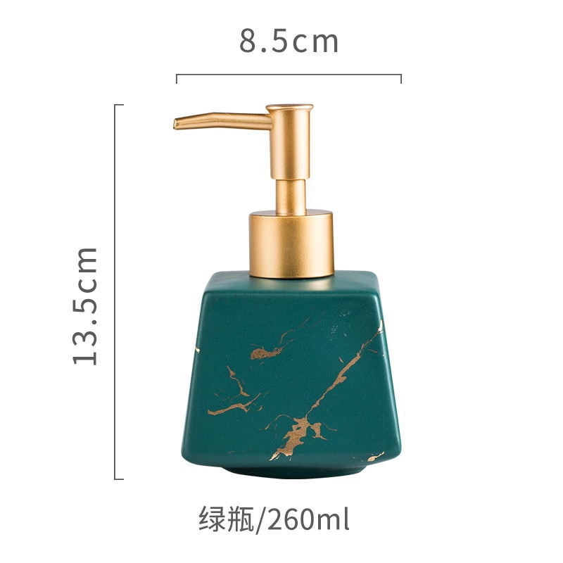 Matte black/white/green gold marble pattern 260ML bathroom hand soap dispenser ceramic lotion bottle soap dish Bathroom supplies