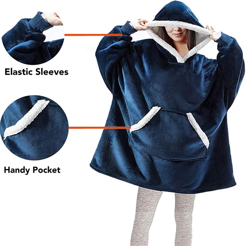 Plaids Hooded Blanket Adult Soft Warm Fluffy Fleece Sofa Blanket With Sleeves Winter Plush Wearable Weighted TV Blankets Hoodie