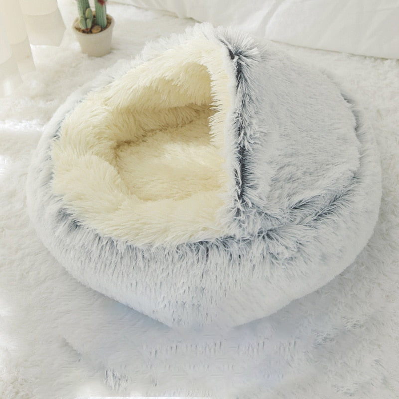 Pet Dog Bed Cat Bed Round Plush Cat Warm Bed House Soft Long Plush Bed For Small Dogs For Cats Nest 2 In 1 Cat Bed