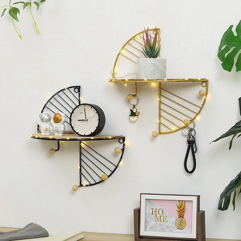 Iron Art Creative Storage Display Shelf Wall Hanging Storage Rack Living Room Decorative Frame Living Room Office Home Accessory