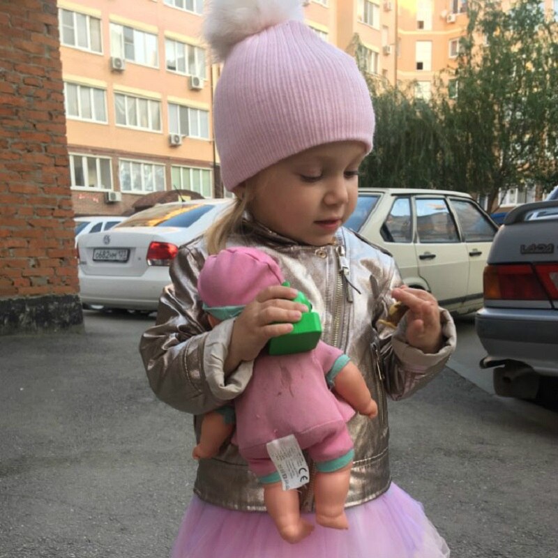 Winter Children Boy Girl Crochet Artificial Pompom Hat Knitted Toddler Kids Caps With Pompon Baby Beanie Hats Bonnet