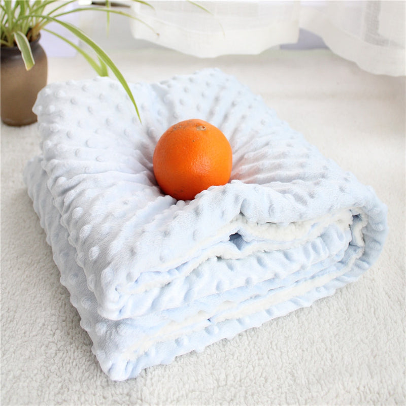 Fluffy Sherpa Dot Design Thermal Baby Blanket, Newborn Receiving Blanket, Baby Stroller Blanket, Plushed Newborn Baby Swaddle