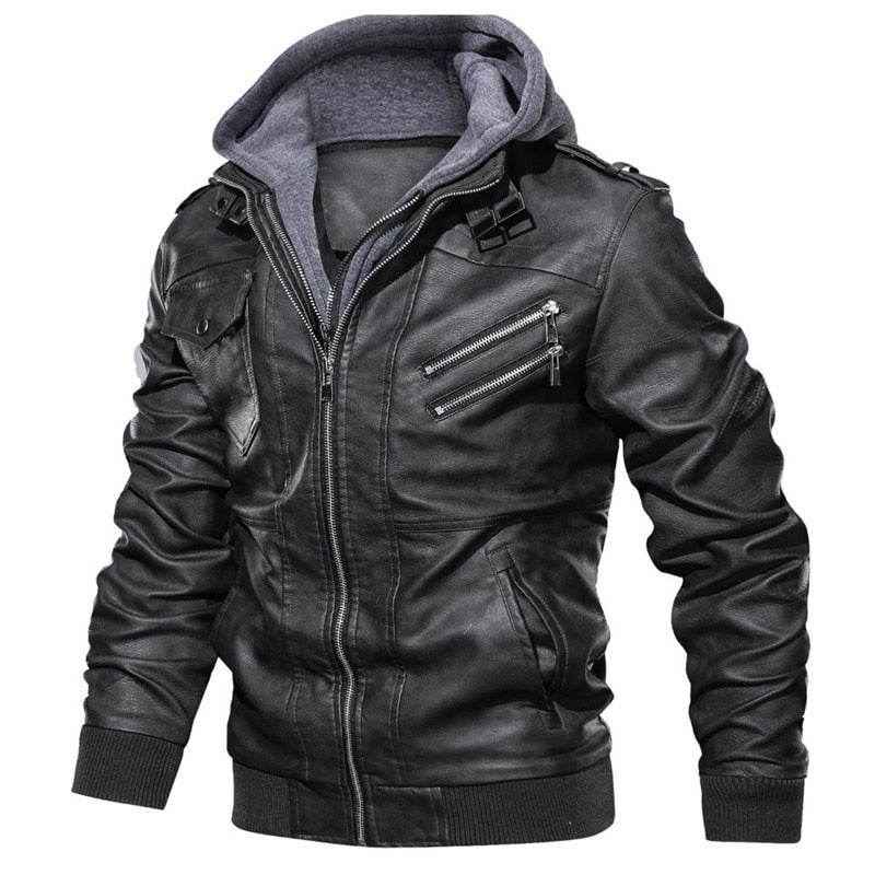 CHAIFENKO Men's Winter Faux Leather Jacket
