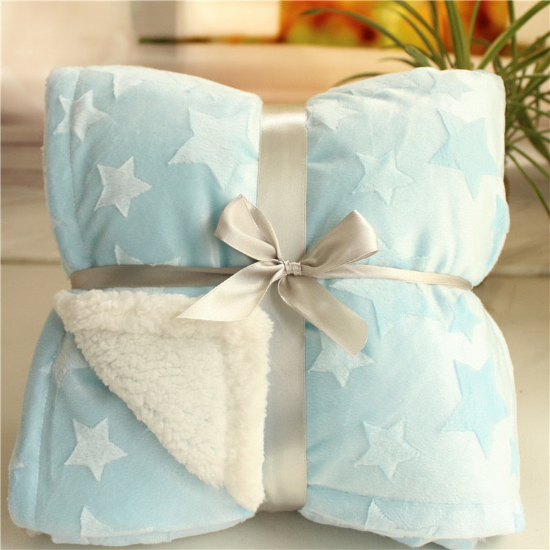 Fluffy Sherpa Dot Design Thermal Baby Blanket, Newborn Receiving Blanket, Baby Stroller Blanket, Plushed Newborn Baby Swaddle