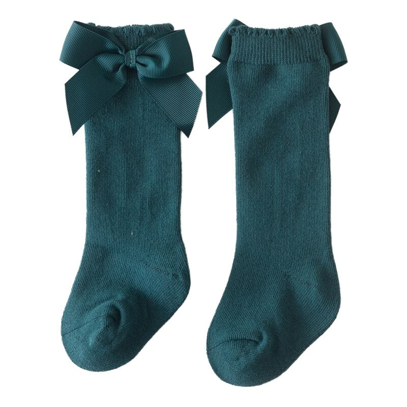 Lioraitiin New Solid Color Soft Cotton Baby Socks Cute Bows Princess Baby Girl Socks Bowknot Infant Toddler Girls Floor Socks