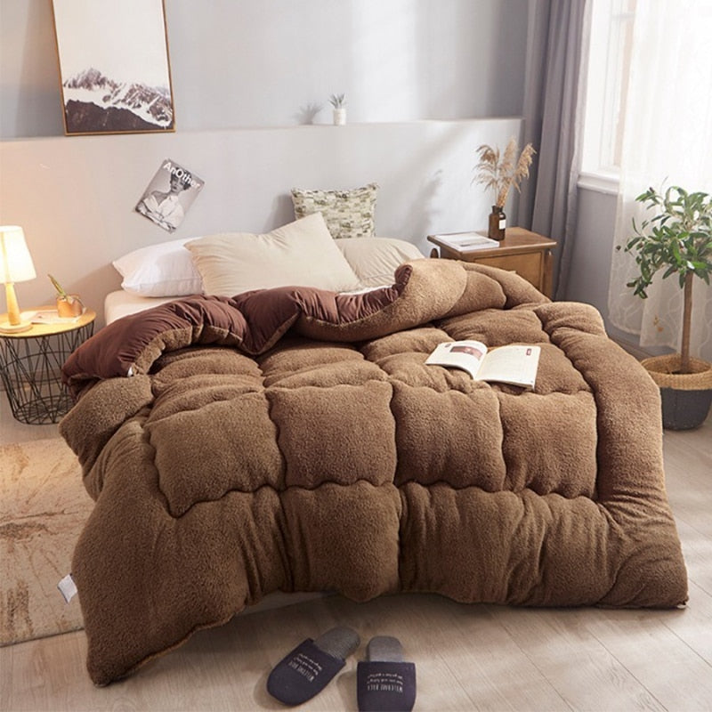 Autumn Winter Thicken Warm Lamb Wool Quilt Blanket Single Double King Queen Bed Cover Bedding Comforter Home Hotel Duvets