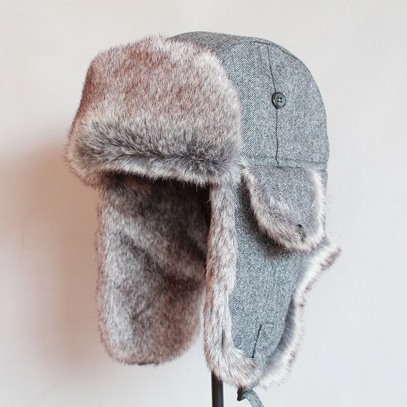 Russian Trooper Trapper Hat Winter  Bomber Hat Men Women Warm Faux Fur Hats with Ear Flaps