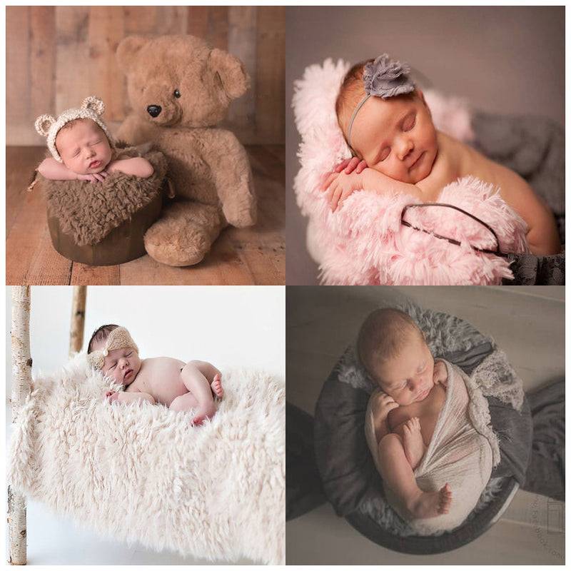 Newborn Baby Soft Faux Fur Photograph Prop Blanket Infant Sleeping Swaddle Blankets