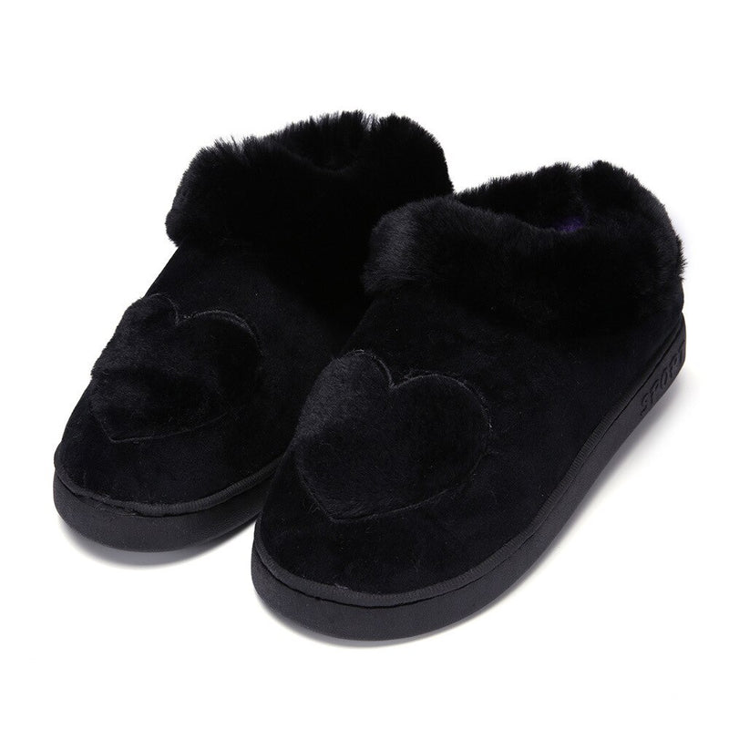 Cotton Women Slippers New Arrival Heart-Shaped  Warm Plush Winter Fur Slippers Soft Indoor Shoes Flat With Home Slippers
