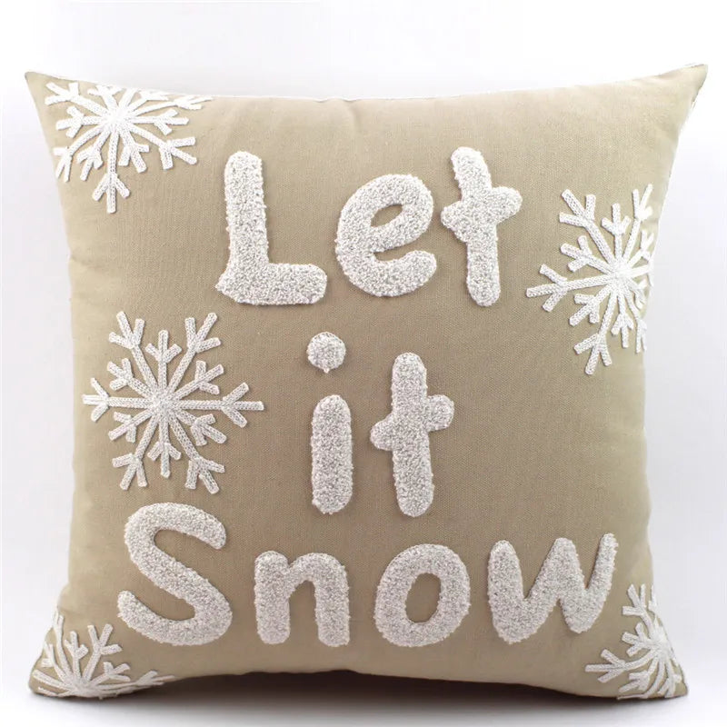 Wool Embroider Christmas Cotton Santa Snowflake Elk Custom Throw Pillow Pillowcase Cushion Home Decor Gift 45 New Year