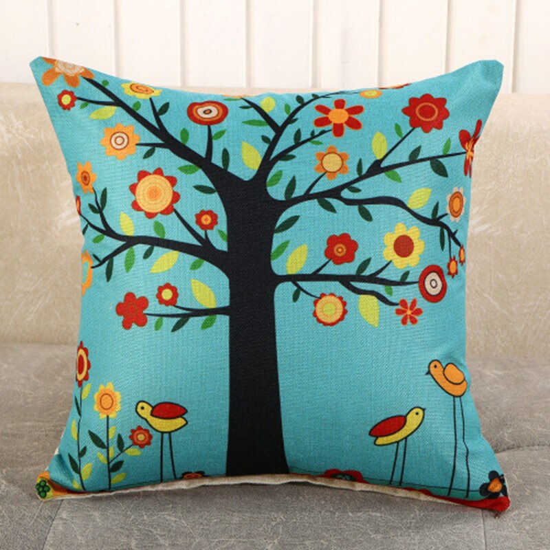 45*45cm LOVE Happy tree printed linen pillow covers Romantic pillow case Home bedding hotel Decorative pillow cover