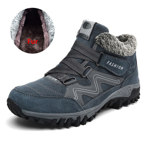 VANCAT Men Boots Winter With Fur 2019 Warm Snow Boots Men Winter Boots Work Shoes Men Footwear Fashion Rubber Ankle Shoes 39-46