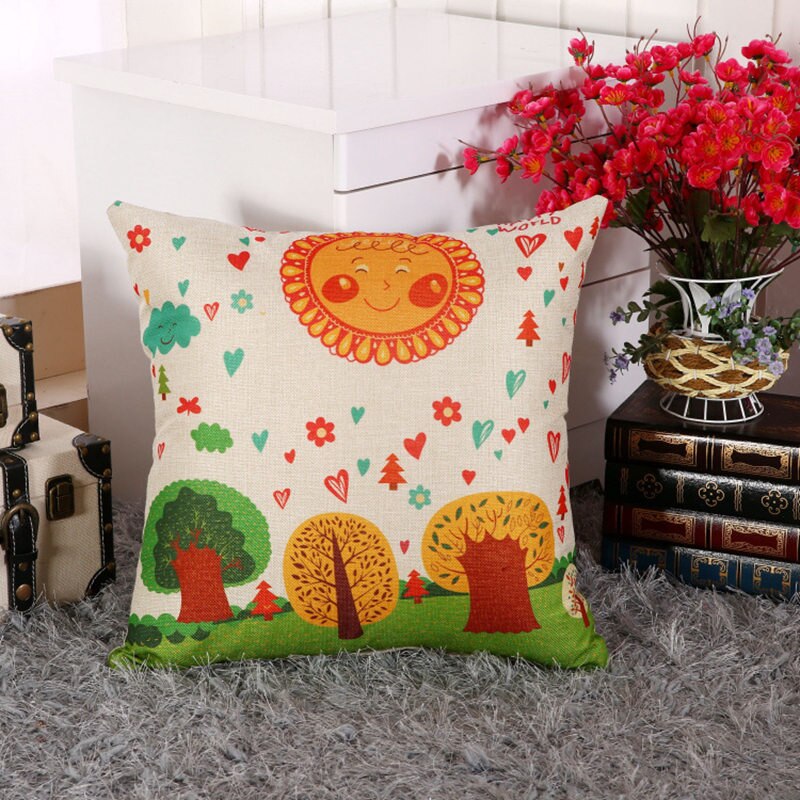 45*45cm LOVE Happy tree printed linen pillow covers Romantic pillow case Home bedding hotel Decorative pillow cover