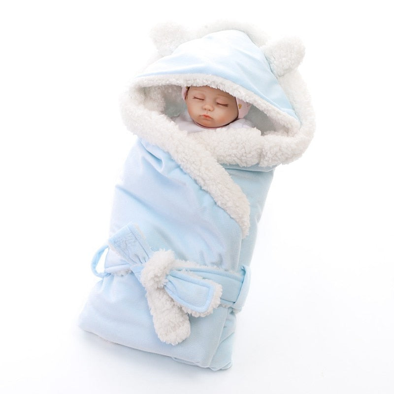 MOTOHOOD Winter Baby Boys Girls Blanket Wrap Double Layer Fleece Baby Swaddle Sleeping Bag For Newborns Baby Bedding Blanket Kid