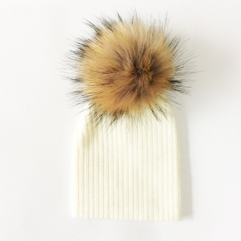 Winter Children Boy Girl Crochet Artificial Pompom Hat Knitted Toddler Kids Caps With Pompon Baby Beanie Hats Bonnet
