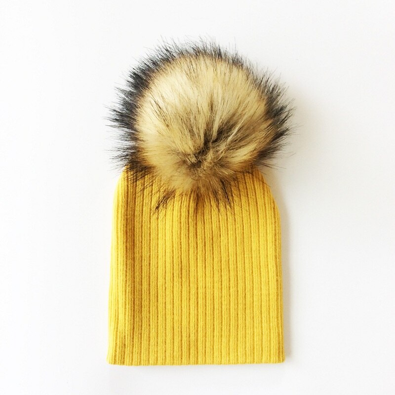 Winter Children Boy Girl Crochet Artificial Pompom Hat Knitted Toddler Kids Caps With Pompon Baby Beanie Hats Bonnet