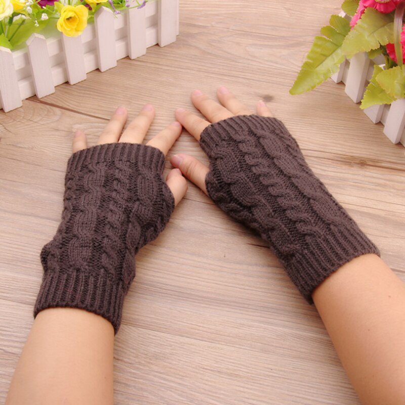 Women Stylish Hand Warmer Winter Gloves Arm Crochet Knitting Faux Wool Mitten Warm Fingerless Glove Gants Femme