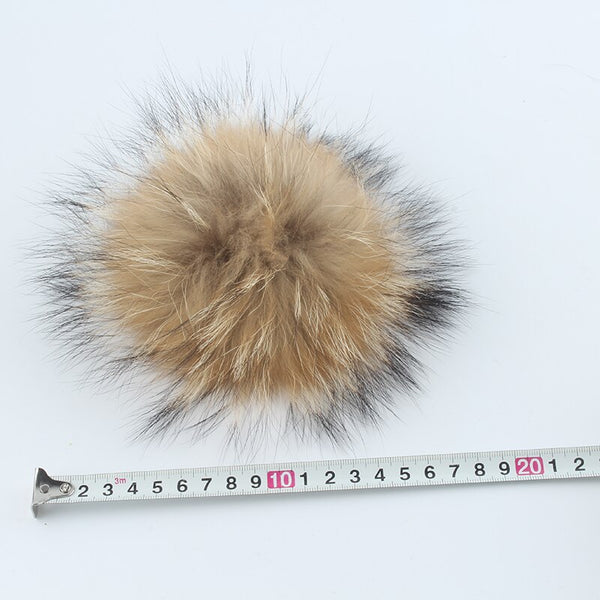 Big Fur Pom pom Beanie Hat Parent Kids Warm Knitted Winter Hats Baby Girls Boys Real Raccoon Fur pompom Beanies Cap