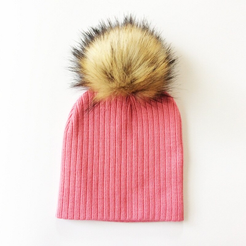 Winter Children Boy Girl Crochet Artificial Pompom Hat Knitted Toddler Kids Caps With Pompon Baby Beanie Hats Bonnet