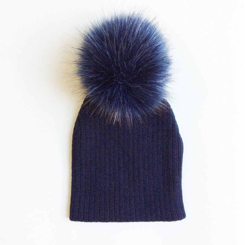 Winter Children Boy Girl Crochet Artificial Pompom Hat Knitted Toddler Kids Caps With Pompon Baby Beanie Hats Bonnet