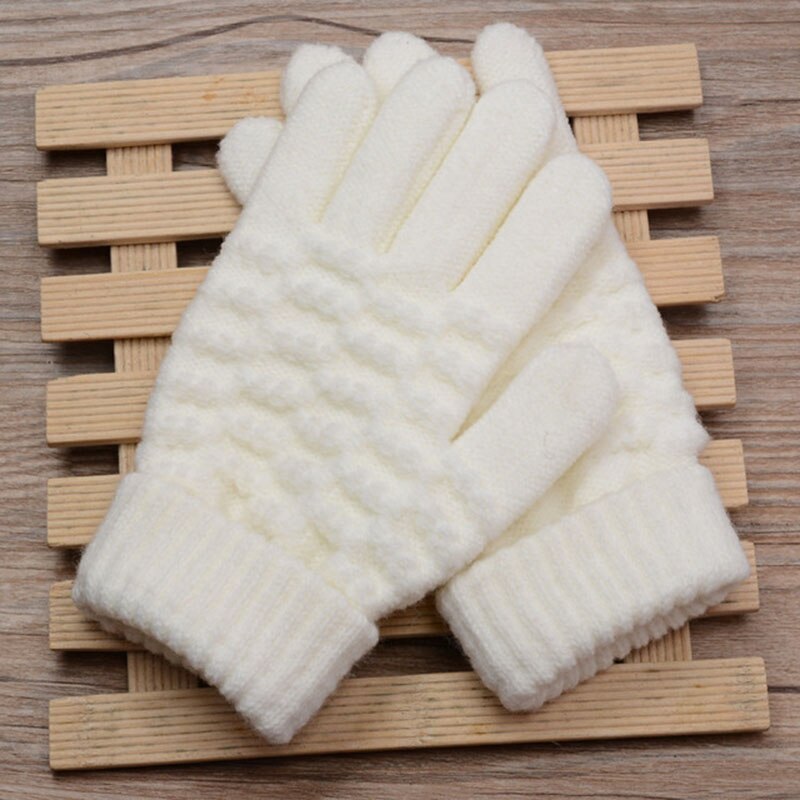Winter Men/Women Warm Jacquard Stretch Knit Gloves Female Print Magic Accessories Wool Full Finger Gloves Thicken Mittens B43