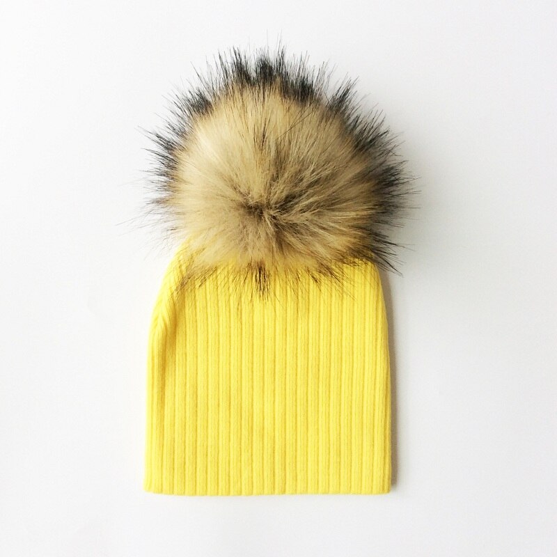 Winter Children Boy Girl Crochet Artificial Pompom Hat Knitted Toddler Kids Caps With Pompon Baby Beanie Hats Bonnet
