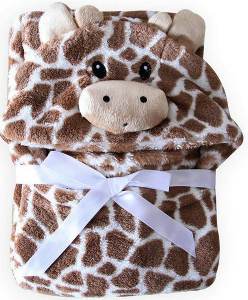 New Cute Bear Shaped Baby Hooded Bathrobe Soft  Cartoon Pattern Towel Newborn Towel Giraffe Towel Blanket Baby Bath Towel 100cm