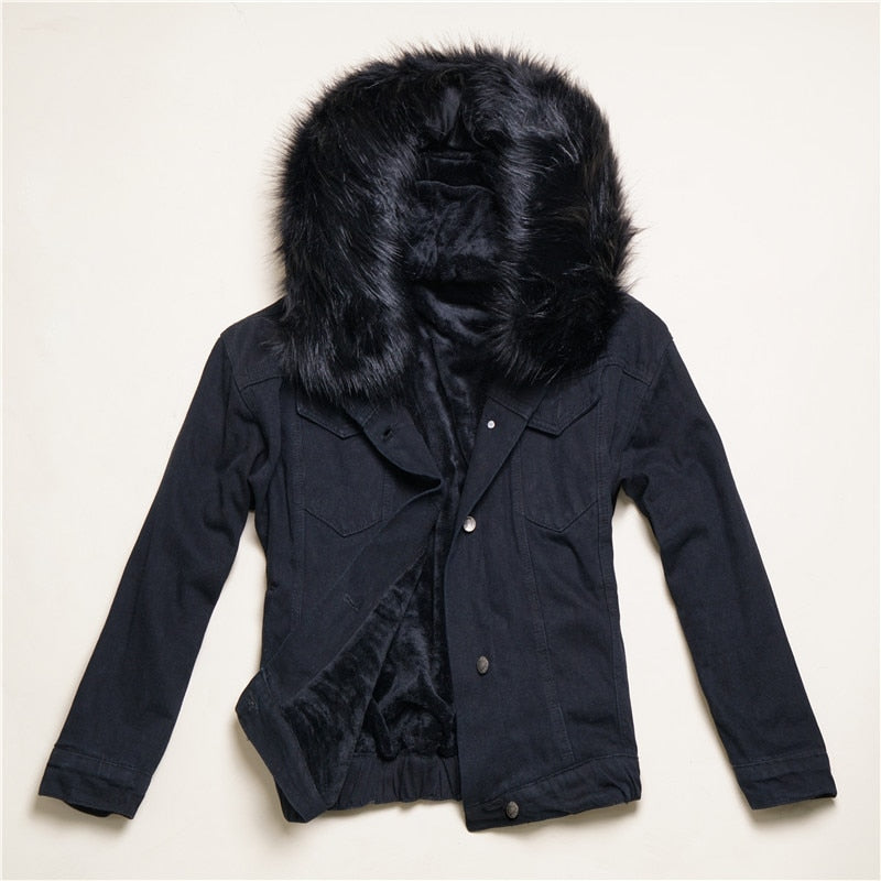 Women's Denim Jacket W/ Faux Fur hood