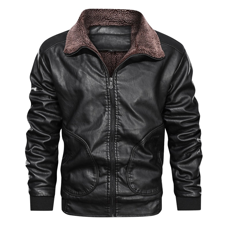 Mountainskin Winter Mens PU Jacket Thick Warm Men's Motorcycle Jacket New Fashion Windproof Leather Coat Male EU Size 3XL SA864