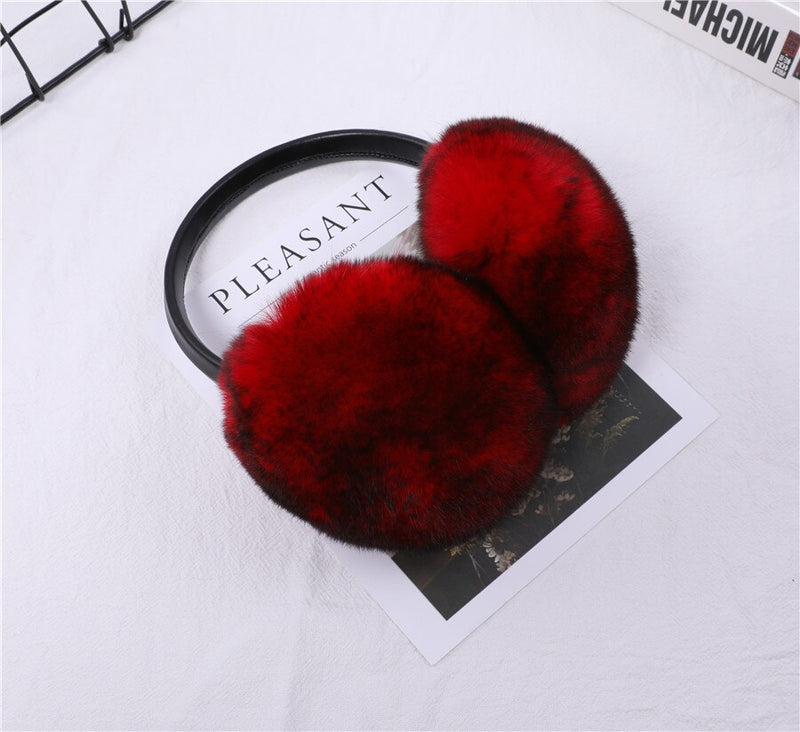 Rex Rabbit Fur Hang Ear Cover Warm Winter Earmuffs Headwear Ear Muffs Fur Earmuffs Cold Ear Warmer Fold Ear Protection Headband