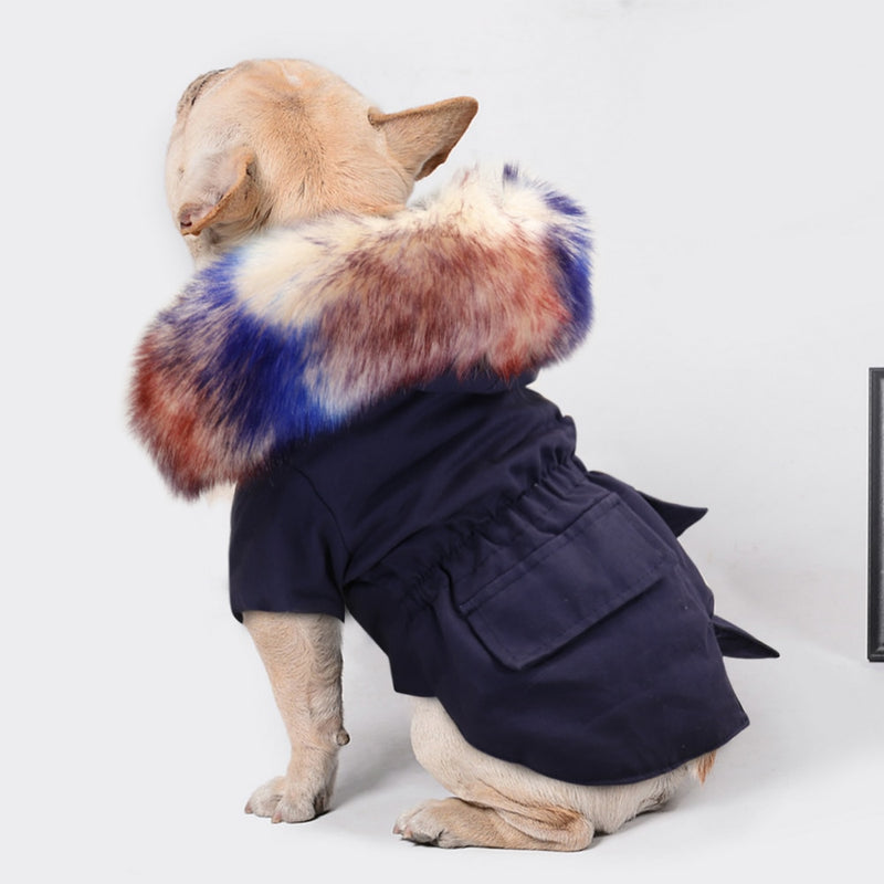 Warm Winter Dog Clothes Luxury Fur Dog Coat Hoodies for Small Medium Dog Windproof Pet Clothing Fleece Lined Puppy Jacket