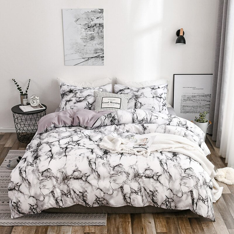 Quilted Sanding Duvet Cover Set Marble Duvet Cover&Pillowcase Bedding Set for Single Double Bed 2020 New Bed Linen