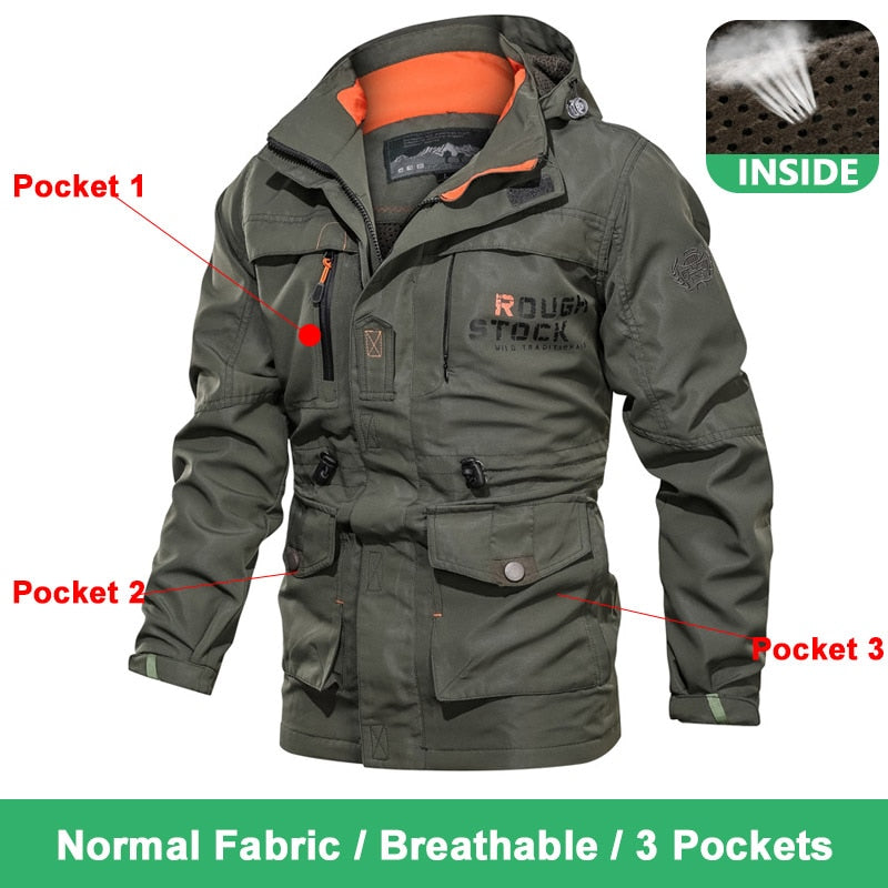 Spring Men Military Tactical Jackets Multi-Pockets Waterproof Casual Windbreaker Mens Coat Outdoor Hooded