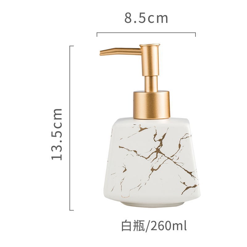 Matte black/white/green gold marble pattern 260ML bathroom hand soap dispenser ceramic lotion bottle soap dish Bathroom supplies