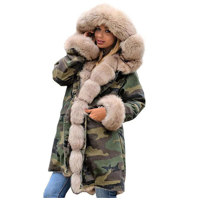 Womens Long Sleeves Faux Coat Winter Jacket Parka Hooded Fishtail Overcoat abrigos mujer invierno winter coat women