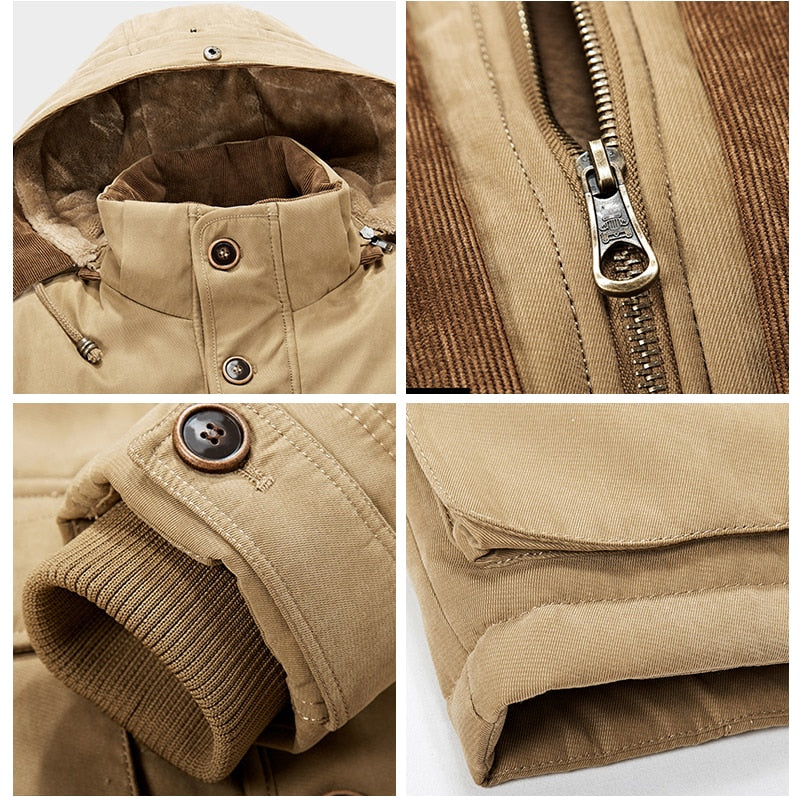 New 2021 Men's Casual Jacket Fashion Winter Parkas Male Fur Trench Thick Overcoat Heated Jackets Cotton Warm Coats Long-sleeved