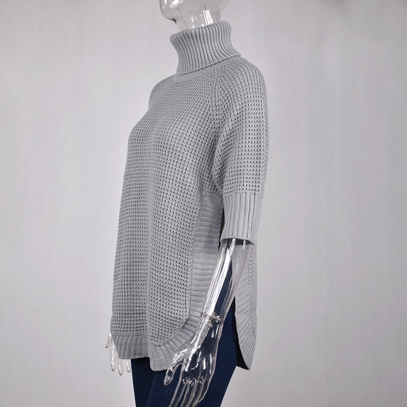 Lossky Sweater Women Autumn Winter Ladies Turtlneck Pullover Long Clothing Plus Size Warm Irregularly Knitted Streetwear Female