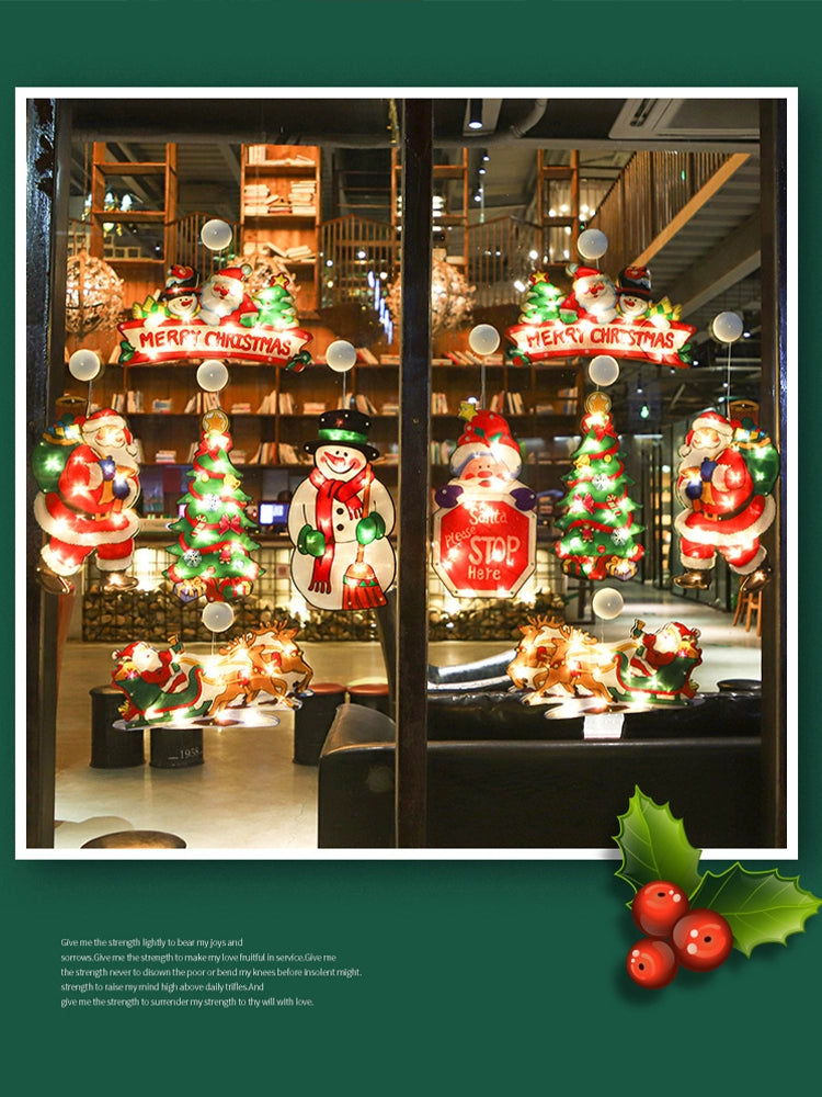 Snowman Santa Claus Christmas Ornamental Festoon Lamp Creative Small Ornaments Showcase Shop Restaurant Pendant Decoration Light Plate