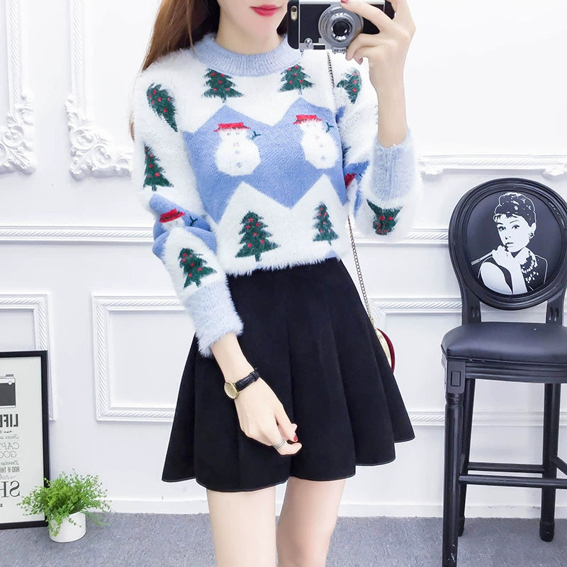 Christmas Tree High-Waist Skirt & Sweater