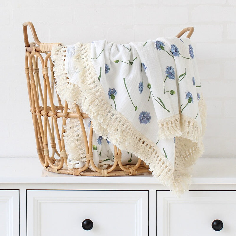 120x100cm Tassel Muslin Baby Blankets Newborn Diaper Swaddle Baby Towel Gauze Pompom Swaddle Blanket Baby