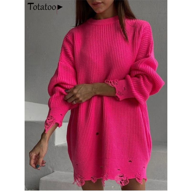 TOTATOOP Turtleneck Knit Sweater Dress