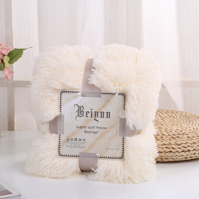 TECHOME Shaggy Throw Blanket for Beds Soft Long Plush Bed Cover Blanket Fluffy Faux Fur Bedspread Blankets for Beds Couch Sofa