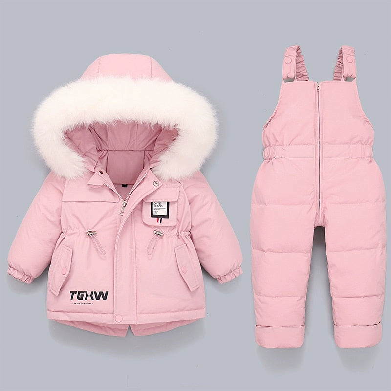 Children Down Coat Jacket+jumpsuit Kids Toddler Girl Boy Clothes Down 2pcs Winter Outfit Suit Warm Baby Overalls Clothing Sets