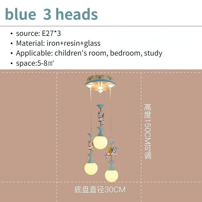 SANDYHA Nordic Simple Chandelier Boys Girls Bedroom Dreamlike Unicorn Hanging Lamp Creative LED Children's Room Cartoon Lighting