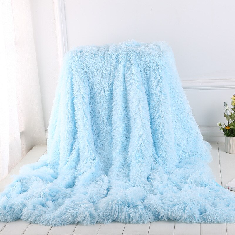 TECHOME Shaggy Throw Blanket for Beds Soft Long Plush Bed Cover Blanket Fluffy Faux Fur Bedspread Blankets for Beds Couch Sofa